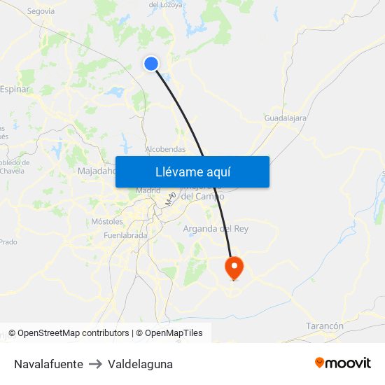 Navalafuente to Valdelaguna map