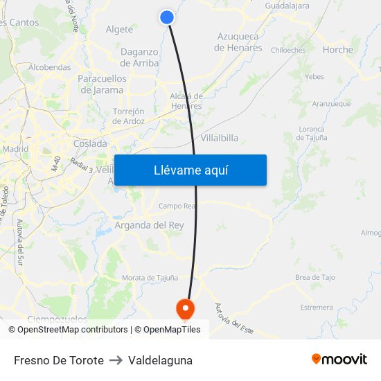 Fresno De Torote to Valdelaguna map