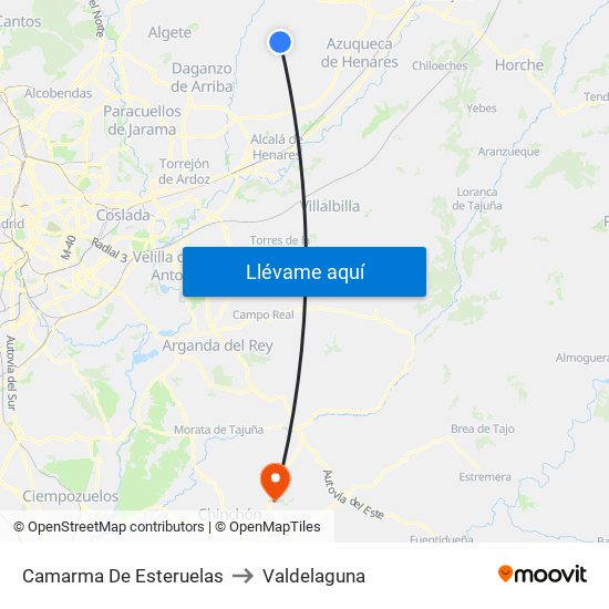 Camarma De Esteruelas to Valdelaguna map