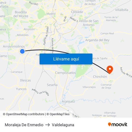 Moraleja De Enmedio to Valdelaguna map