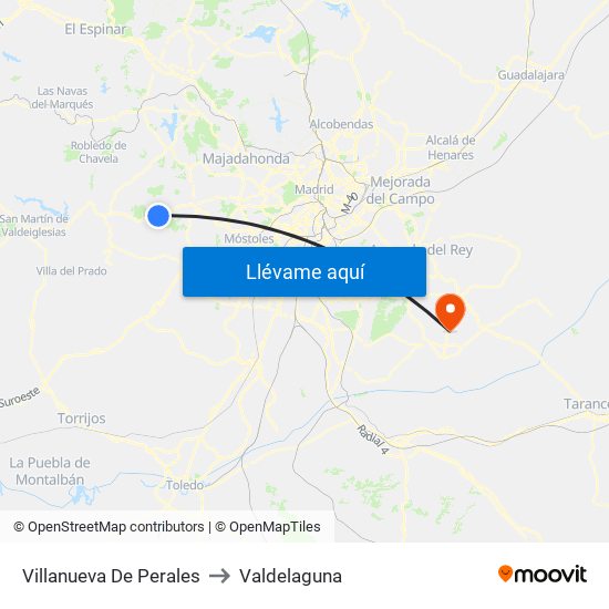 Villanueva De Perales to Valdelaguna map