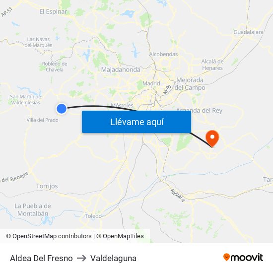 Aldea Del Fresno to Valdelaguna map