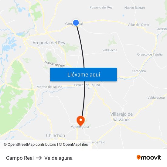 Campo Real to Valdelaguna map