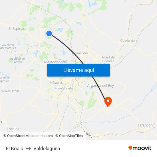 El Boalo to Valdelaguna map