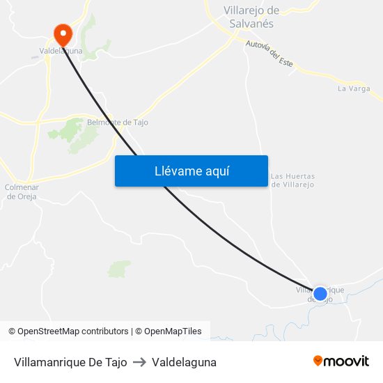 Villamanrique De Tajo to Valdelaguna map