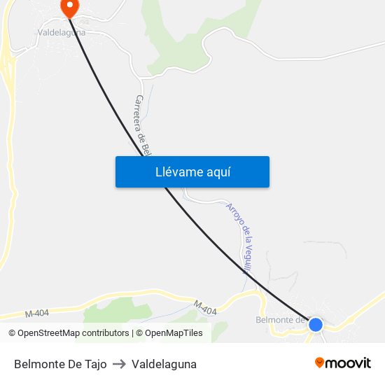 Belmonte De Tajo to Valdelaguna map