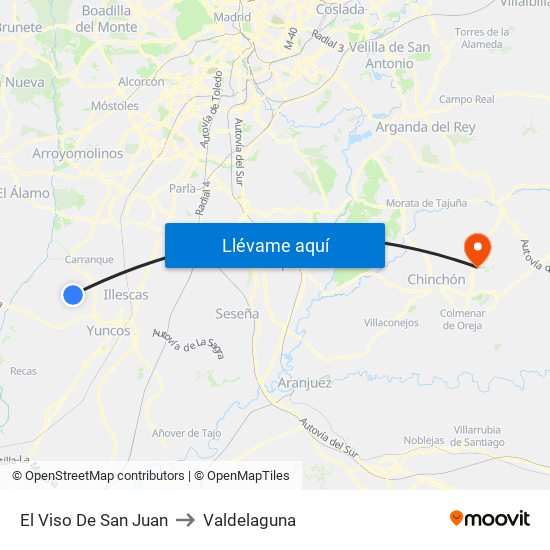 El Viso De San Juan to Valdelaguna map