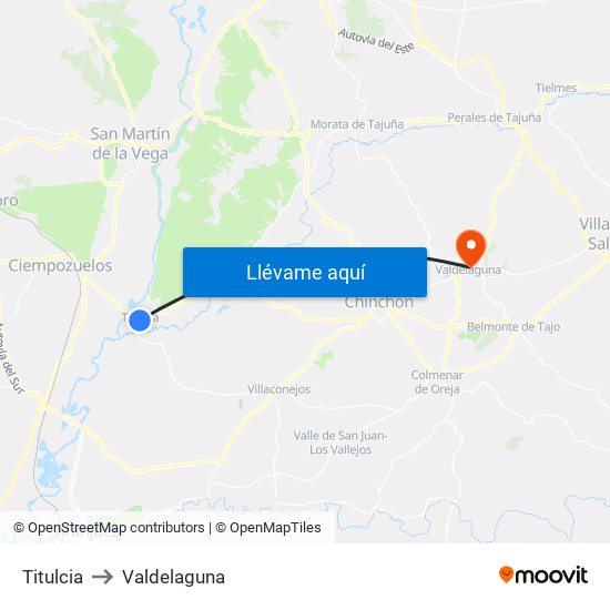 Titulcia to Valdelaguna map
