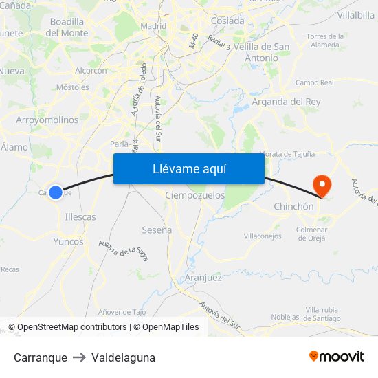Carranque to Valdelaguna map