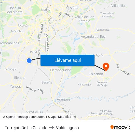 Torrejón De La Calzada to Valdelaguna map