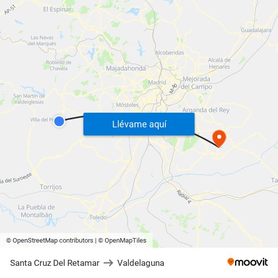 Santa Cruz Del Retamar to Valdelaguna map