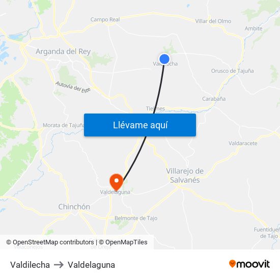 Valdilecha to Valdelaguna map