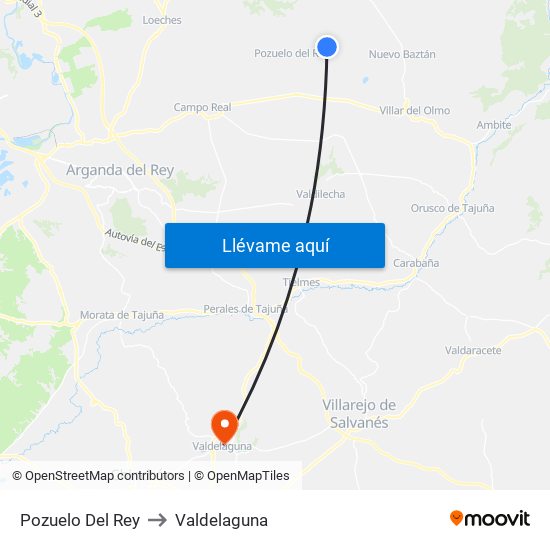 Pozuelo Del Rey to Valdelaguna map