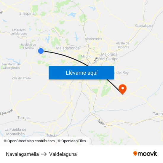 Navalagamella to Valdelaguna map