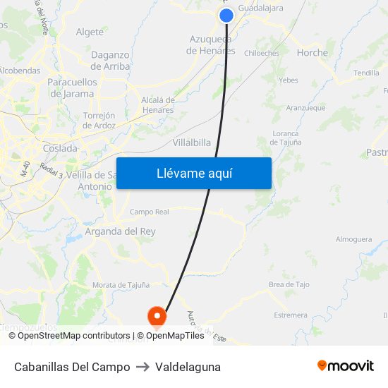 Cabanillas Del Campo to Valdelaguna map
