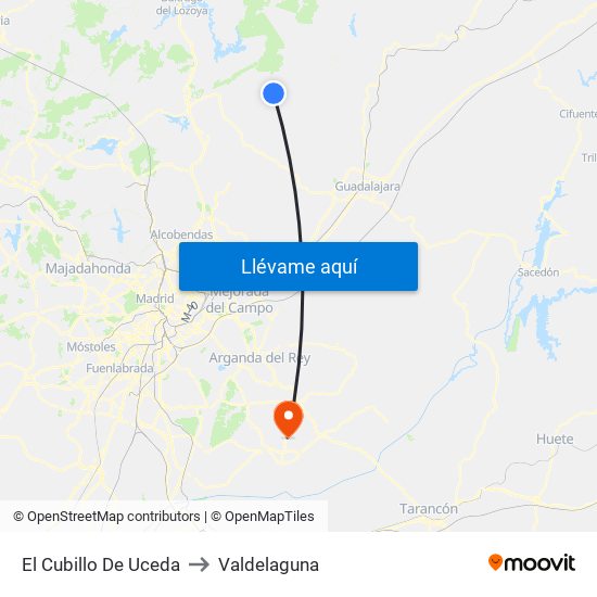 El Cubillo De Uceda to Valdelaguna map
