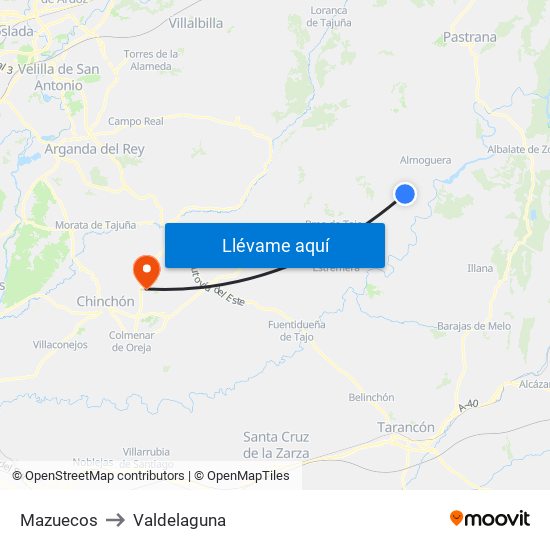 Mazuecos to Valdelaguna map