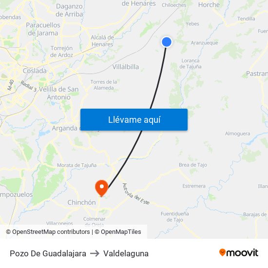 Pozo De Guadalajara to Valdelaguna map