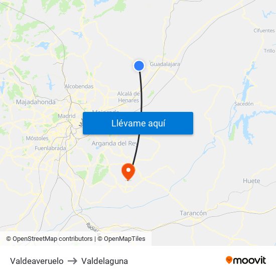 Valdeaveruelo to Valdelaguna map