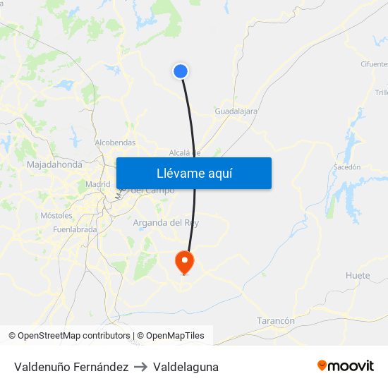 Valdenuño Fernández to Valdelaguna map