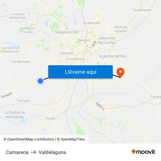 Camarena to Valdelaguna map