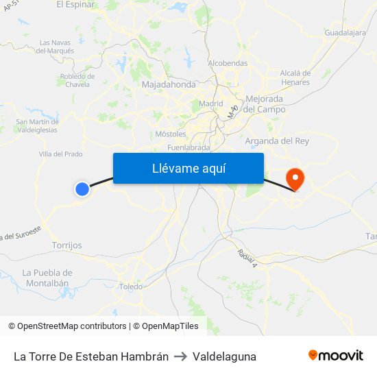 La Torre De Esteban Hambrán to Valdelaguna map