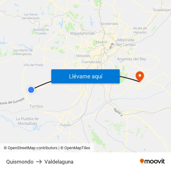 Quismondo to Valdelaguna map