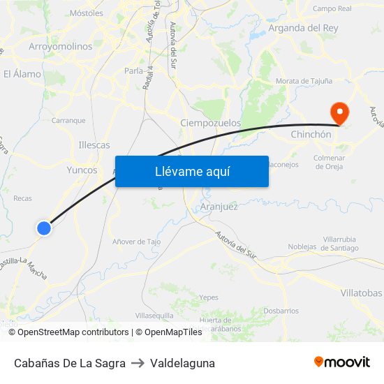 Cabañas De La Sagra to Valdelaguna map