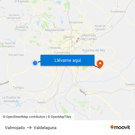 Valmojado to Valdelaguna map