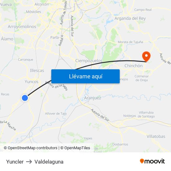 Yuncler to Valdelaguna map