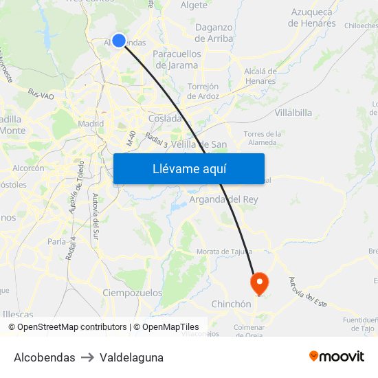Alcobendas to Valdelaguna map