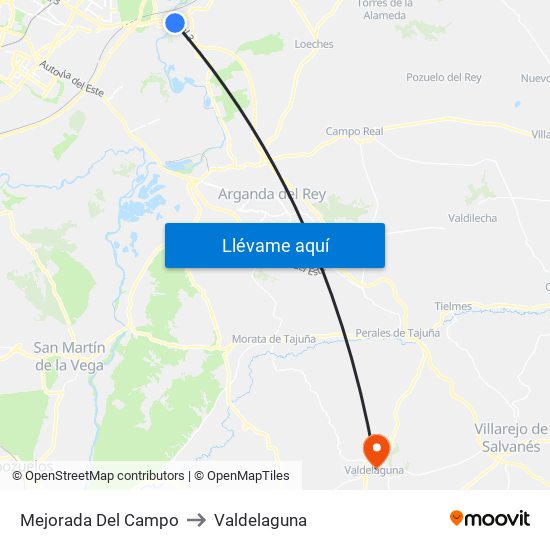 Mejorada Del Campo to Valdelaguna map