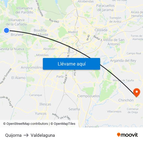 Quijorna to Valdelaguna map