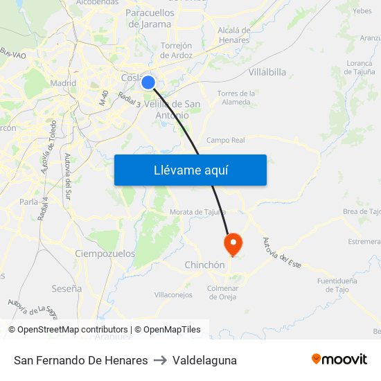 San Fernando De Henares to Valdelaguna map