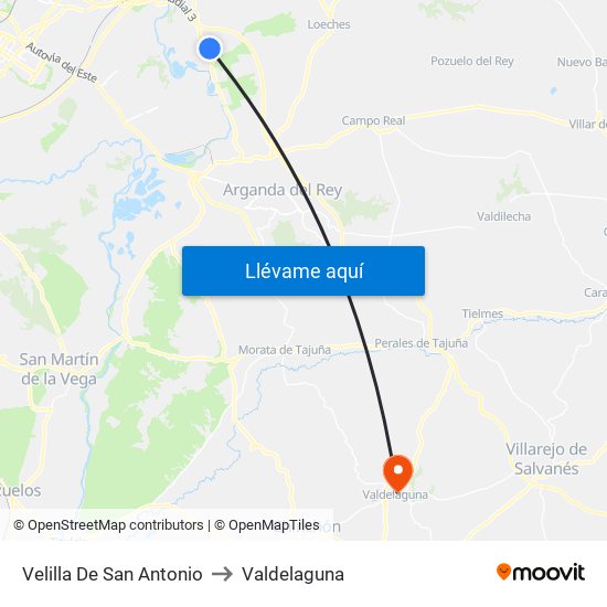 Velilla De San Antonio to Valdelaguna map