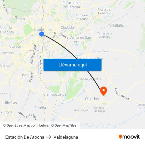 Estación De Atocha to Valdelaguna map