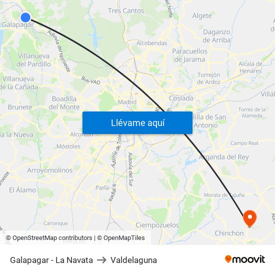 Galapagar - La Navata to Valdelaguna map