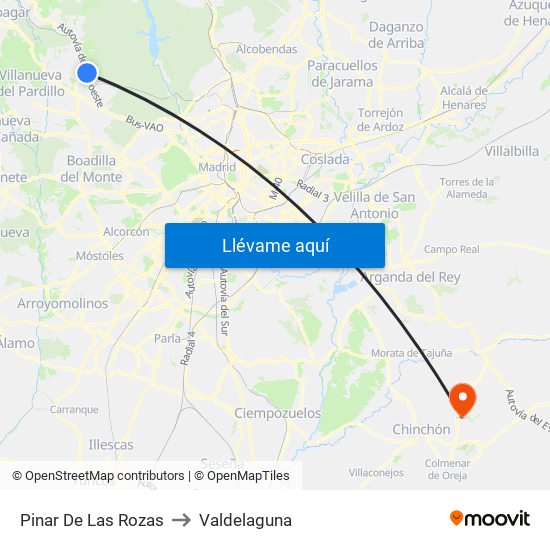 Pinar De Las Rozas to Valdelaguna map