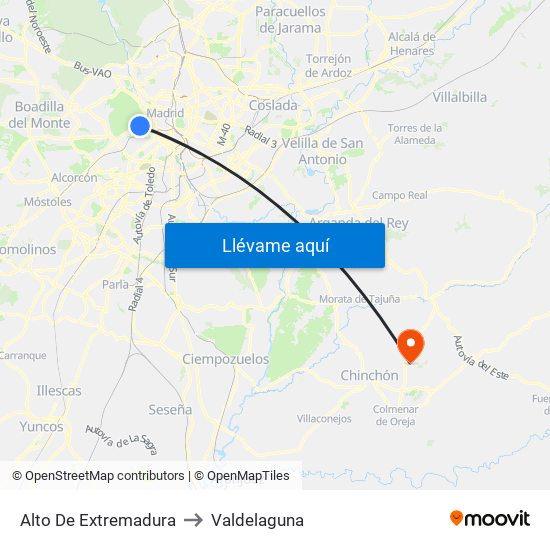 Alto De Extremadura to Valdelaguna map