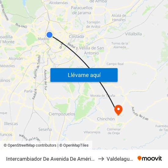 Intercambiador De Avenida De América to Valdelaguna map