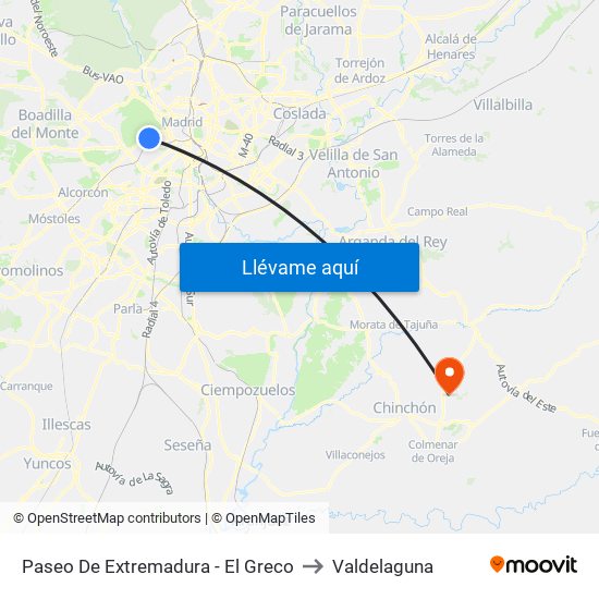 Paseo De Extremadura - El Greco to Valdelaguna map