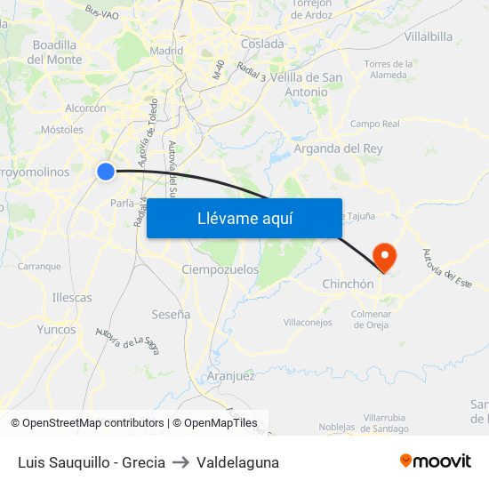 Luis Sauquillo - Grecia to Valdelaguna map