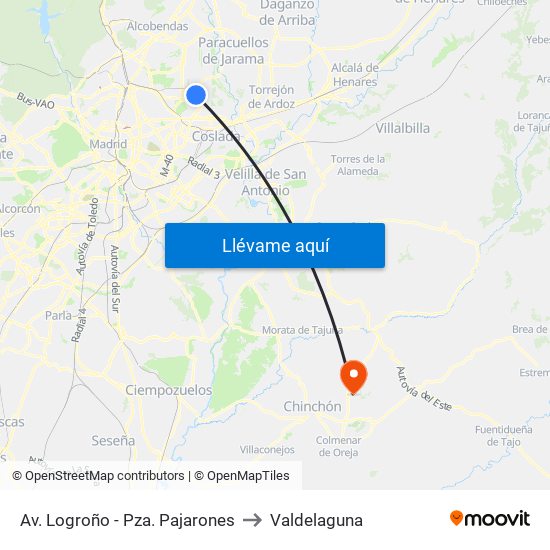 Av. Logroño - Pza. Pajarones to Valdelaguna map