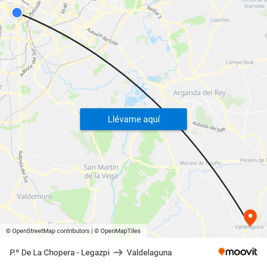 P.º De La Chopera - Legazpi to Valdelaguna map