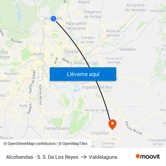 Alcobendas - S. S. De Los Reyes to Valdelaguna map