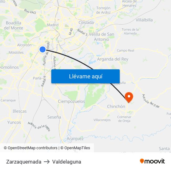 Zarzaquemada to Valdelaguna map