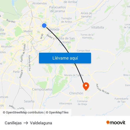 Canillejas to Valdelaguna map