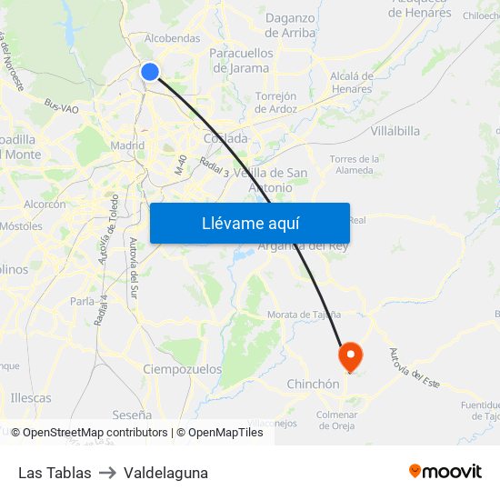 Las Tablas to Valdelaguna map