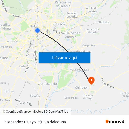 Menéndez Pelayo to Valdelaguna map