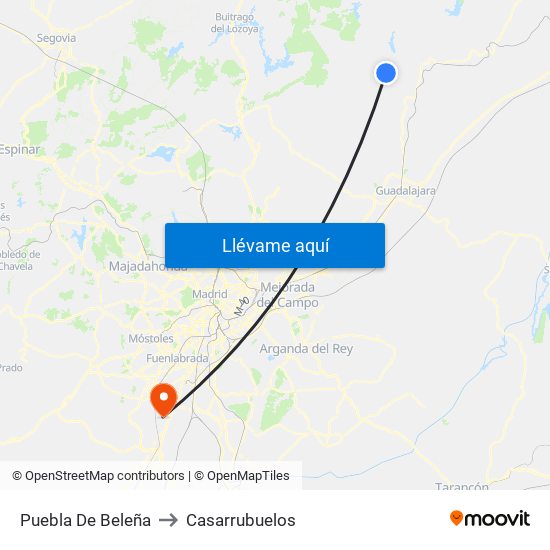 Puebla De Beleña to Casarrubuelos map